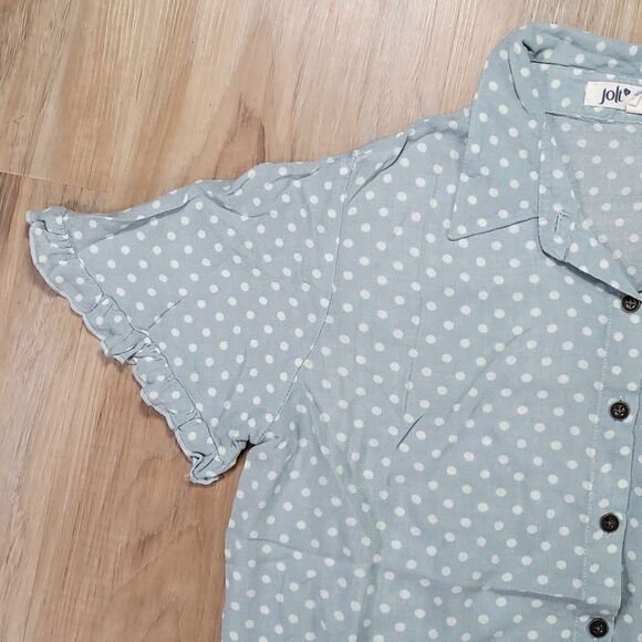 🔺️Jolt Blueish Gray Polka Dot Buttoned Top Small - Picture 4 of 8